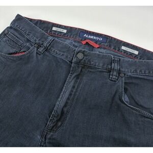 Alberto Stone Light Denim Jeans Mens 34X33 Modern Fit Selvedge Cuff‎ Stretch